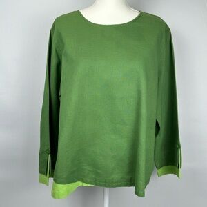 Austin Clothing Co. Blouse Lagenlook Linen & Cotton Green Lightweight Size XL